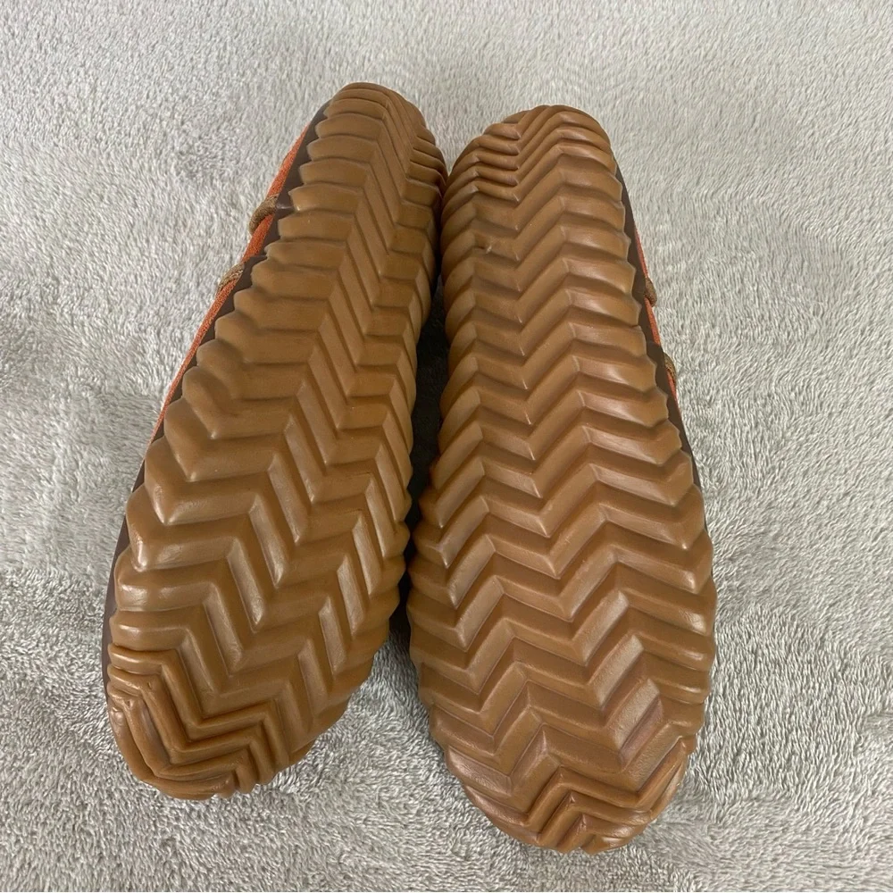 Sorel Tremblant Blanket Slipper Loafers Size 7 Brown Orange Sherpa Lined Moc - Picture 9 of 11